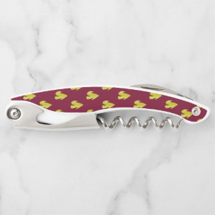 Gold squirrel on red corkscrew