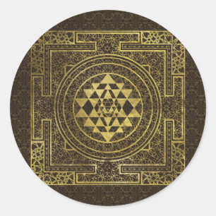 Gold Sri Yantra  / Sri Chakra Classic Round Sticker