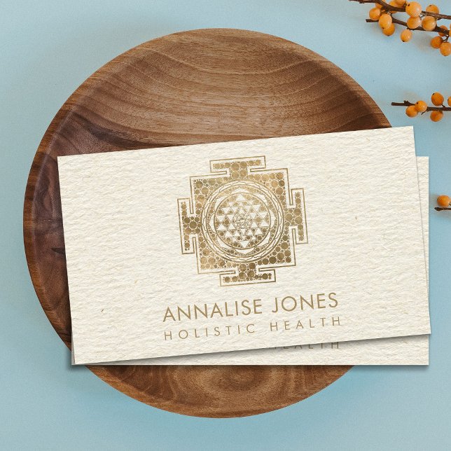 Gold Sri Yantra  / Sri Chakra Dot Art Business Card (Creator Uploaded)