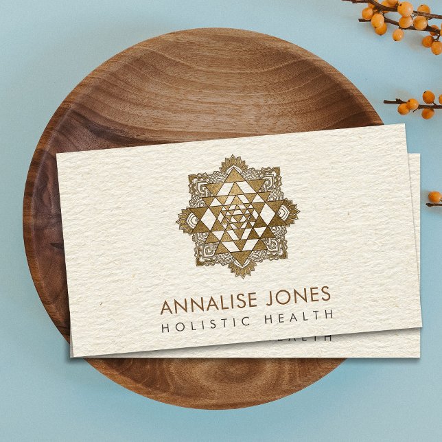 Gold Sri Yantra  / Sri Chakra in Lotus Business Card (Creator Uploaded)