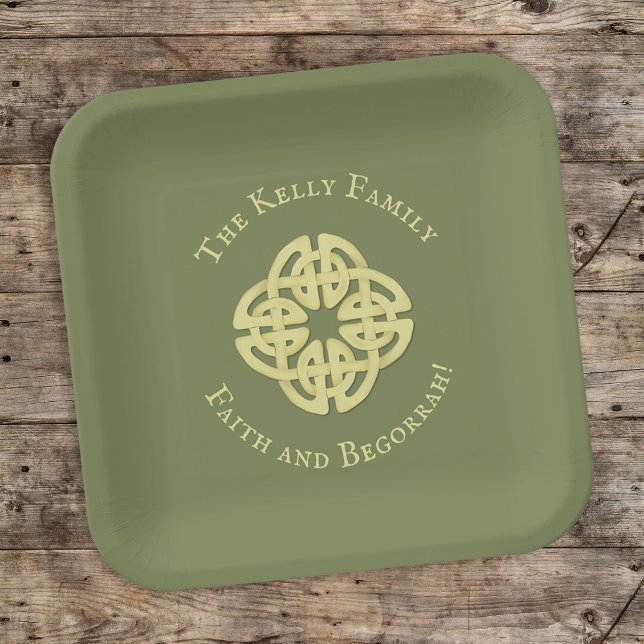 Gold St. Patrick's Day Personalised Celtic  Paper Plate (Creator Uploaded)