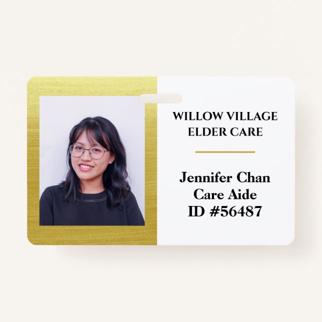 Gold Staff Employee Name Photo ID ID Badge (Front)