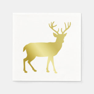 Gold Stag Deer Christmas Napkin