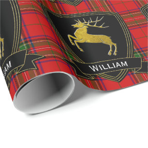 Gold Stag Stewart Tartan Wrapping Paper