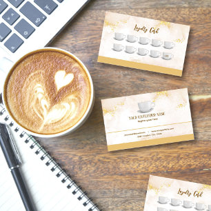 Gold Stain Cafe Coffee Shop Rewards Loyalty Card
