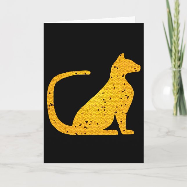 Gold Stained Glass Cat CrystalKatz Cards (Front)