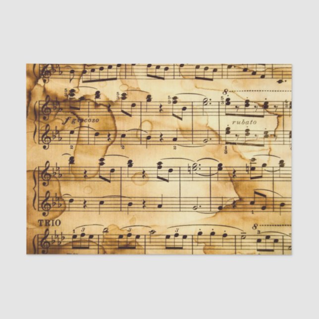 Gold Stained Sheet Music Tissue Paper (Front)