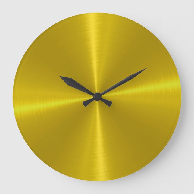 Gold Stainless Steel Metal Look Deco Large Clock (Front)