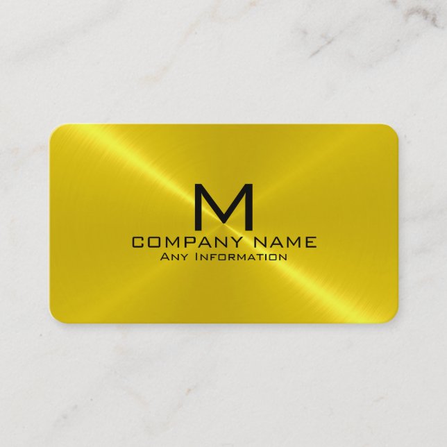 Gold Stainless Steel Metal Monogram Business Card (Front)