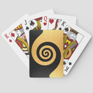 Gold Stainless Steel Metal with Spiral Pattern Playing Cards