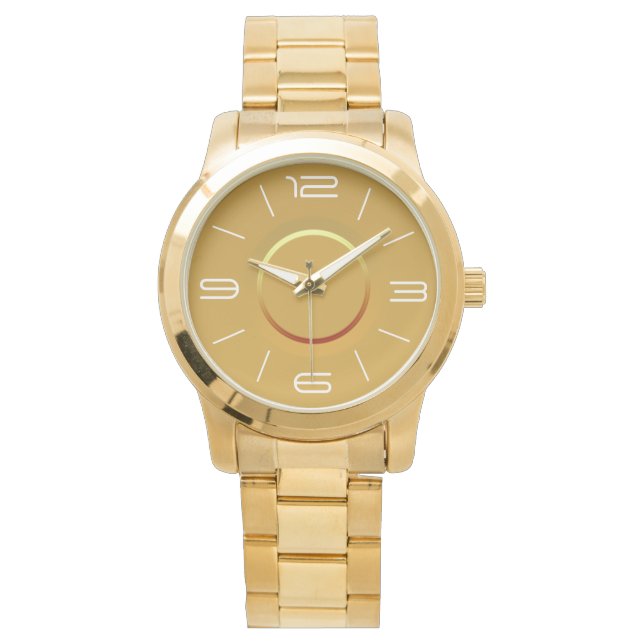 Gold Stainless Steel with Gold Face>Bracelet Watch (Front)