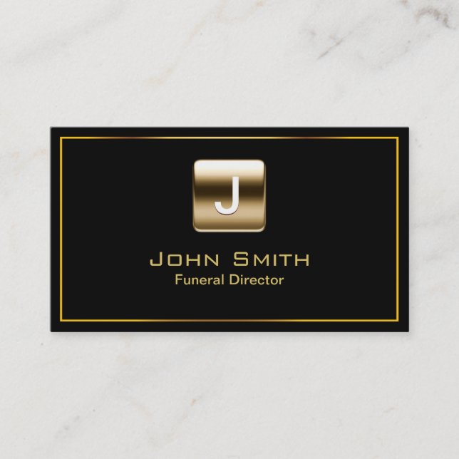 Gold Stamp Funeral Dark Business Card (Front)