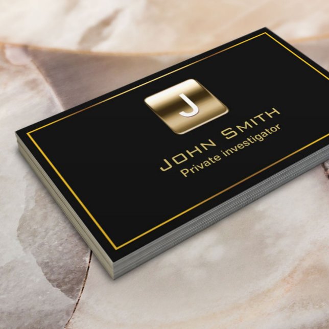 Gold Stamp Investigator Dark Business Card (Creator Uploaded)