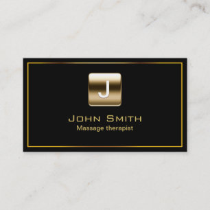 Gold Stamp Massage therapist Dark Business Card