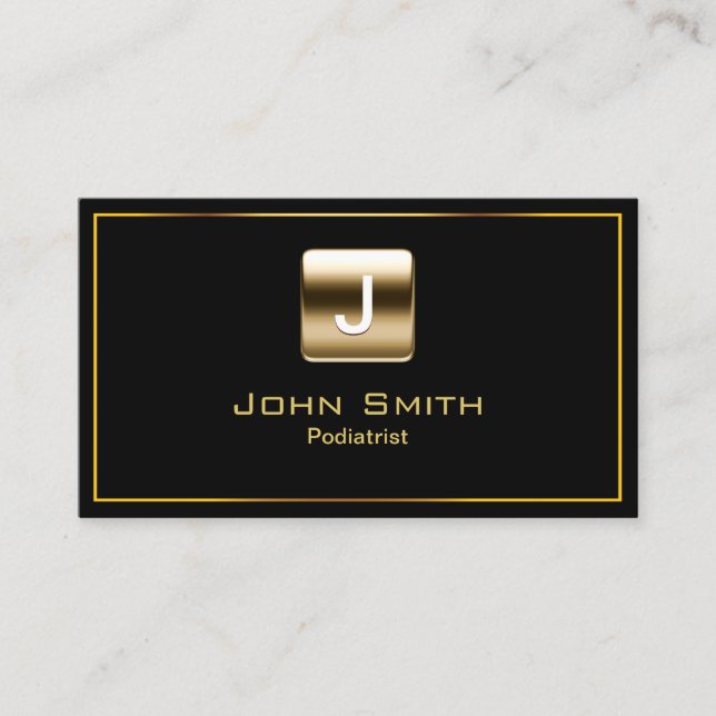 Gold Stamp Podiatrist Dark Business Card (Front)