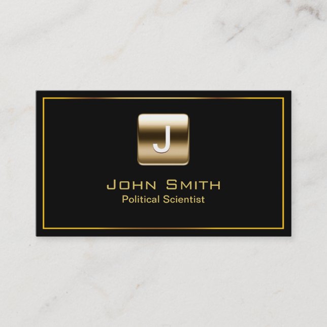 Gold Stamp Political Scientist Dark Business Card (Front)