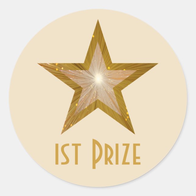 Gold Star '1st Prize' round sticker cream (Front)