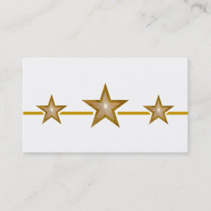 Gold Star 3 stars business card white