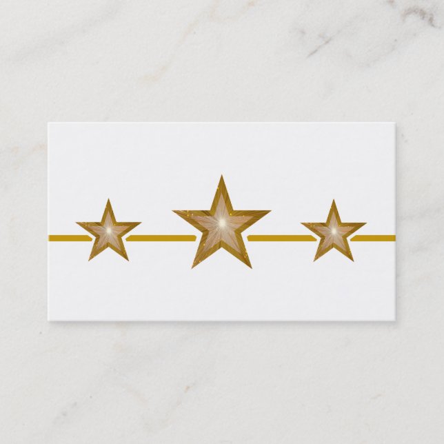 Gold Star 3 stars business card white (Front)
