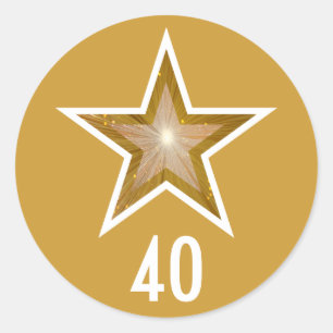 "Gold" Star "40" age round sticker yellow