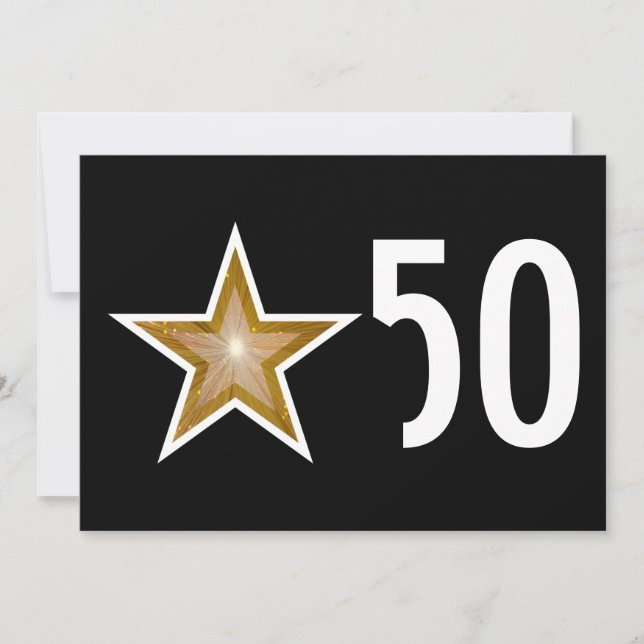 Gold Star '50' anniversary invitation black (Front)
