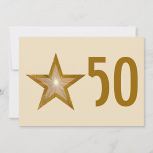Gold Star '50' anniversary invitation cream