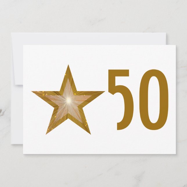 Gold Star '50' anniversary invitation white (Front)