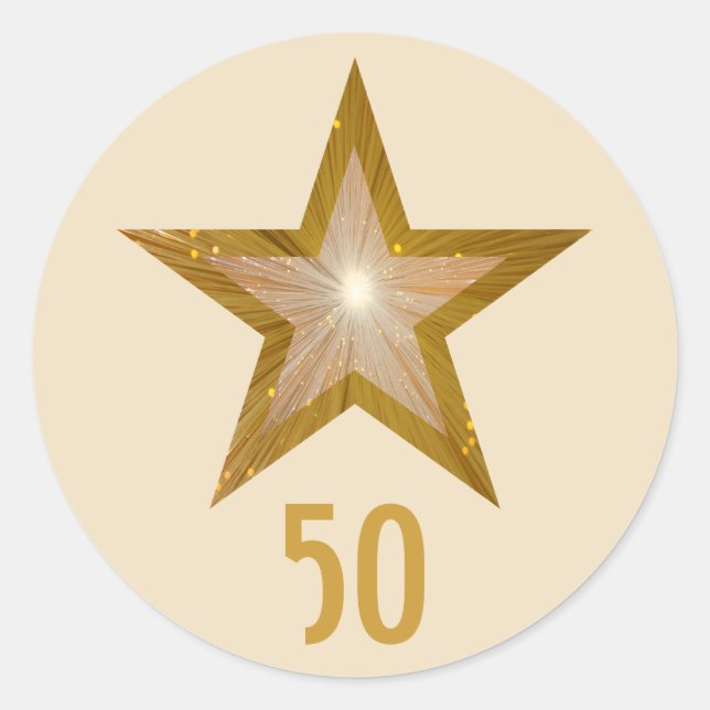 "Gold" Star "50" round sticker cream (Front)