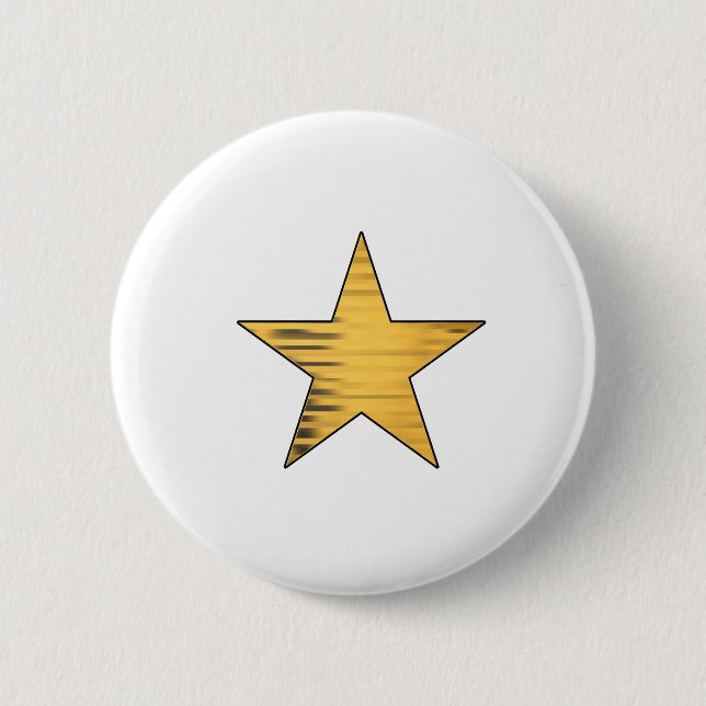 Gold Star 6 Cm Round Badge (Front)