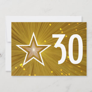 Gold Star 'Age' birthday invitation white back