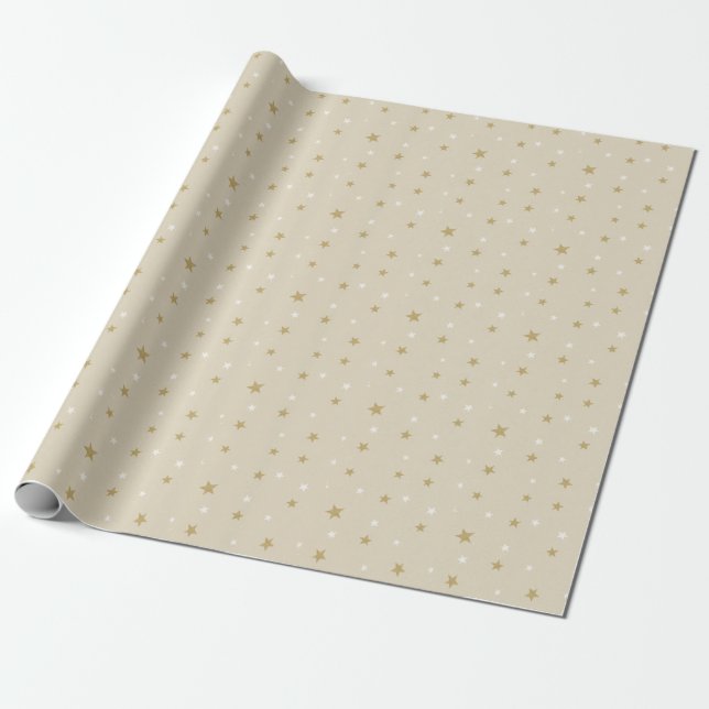 Gold Star Art Patterns A Magic Christmas Night Sky Wrapping Paper (Unrolled)