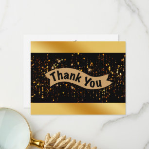 Gold Star Black Bow Thank You Card