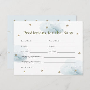 Gold Star & Blue Cloud Baby Predictions Card