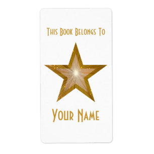 Gold Star bookplate label large white