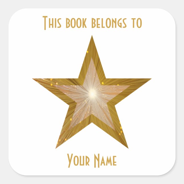 "Gold" Star bookplate sticker white (Front)