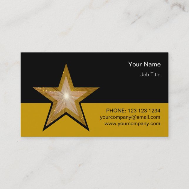 Gold Star business card template gold black (Front)