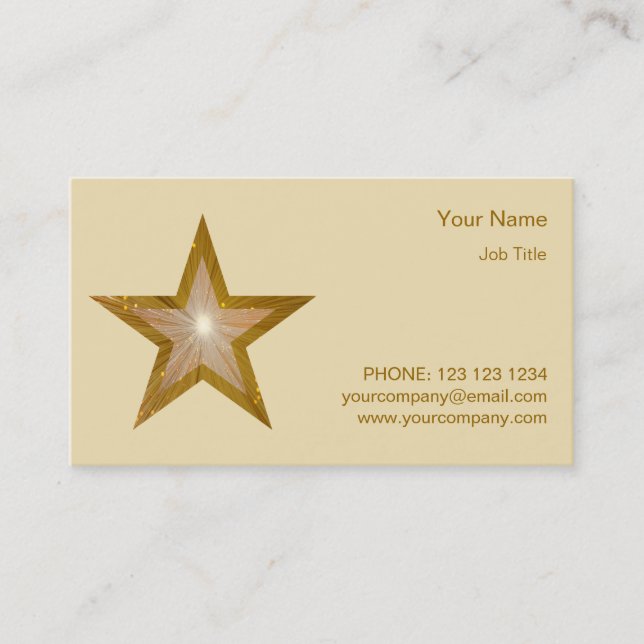 Gold Star business card template side star cream (Front)