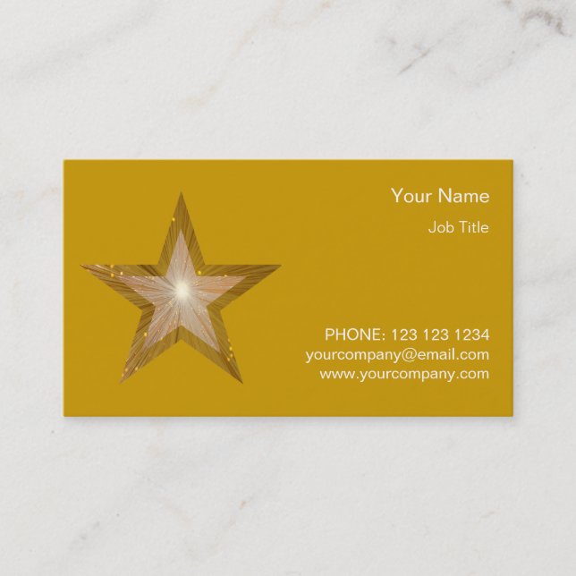 Gold Star business card template side star gold (Front)