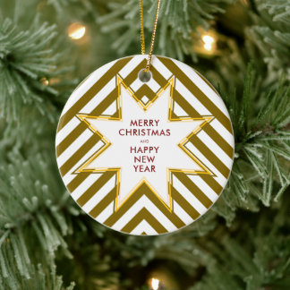 Gold Star Business Corporate Logo Christmas  Ceramic Tree Decoration