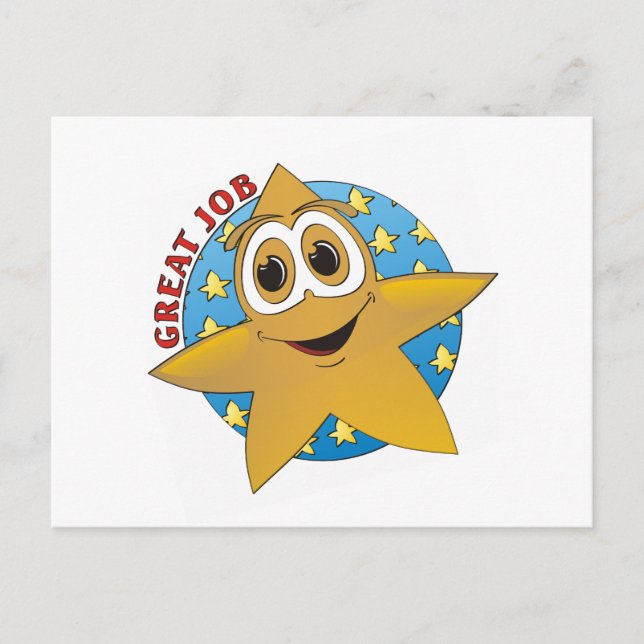 Gold Star Cartoon Postcard (Front)