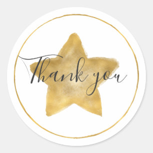 Gold Star Circle Thank you Classic Round Sticker