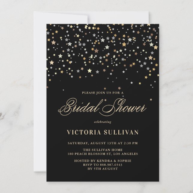 Gold Star Confetti Bridal Shower Invitation (Front)