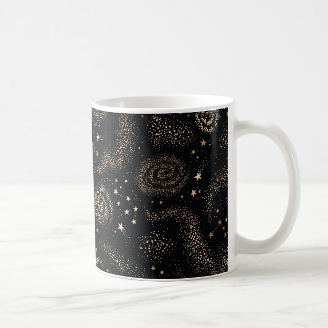 Gold Star Constellation Galaxy Pattern Coffee Mug (Right)