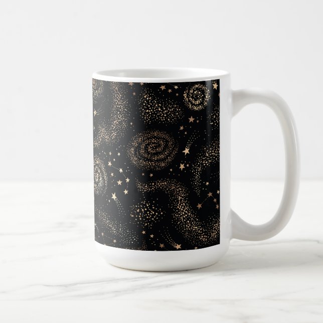Gold Star Constellation Galaxy Pattern Coffee Mug (Right)