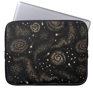 Gold Star Constellation Galaxy Pattern Laptop Sleeve