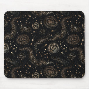 Gold Star Constellation Galaxy Pattern Mouse Mat
