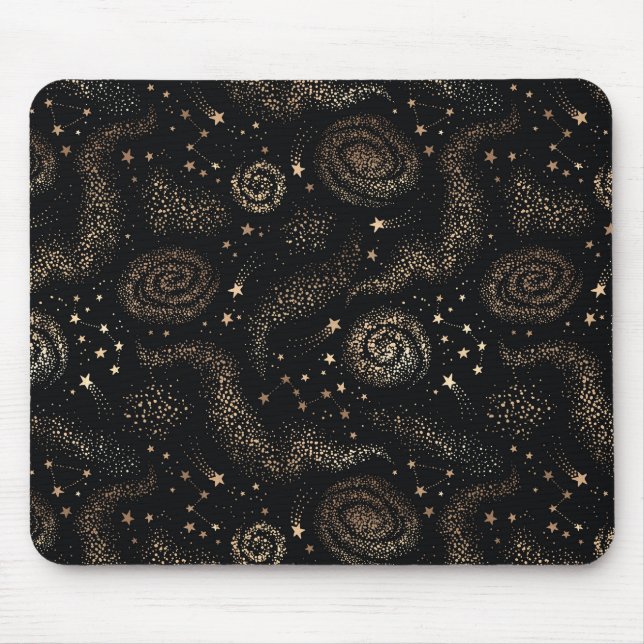 Gold Star Constellation Galaxy Pattern Mouse Mat (Front)
