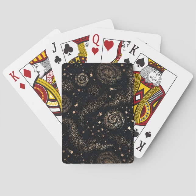Gold Star Constellation Galaxy Pattern Playing Cards (Back)