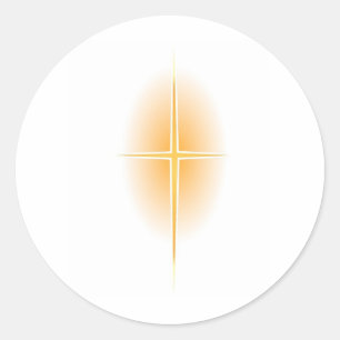Gold Star Cross with Glow Classic Round Sticker