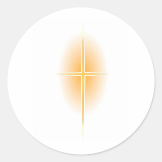 Gold Star Cross with Glow Classic Round Sticker